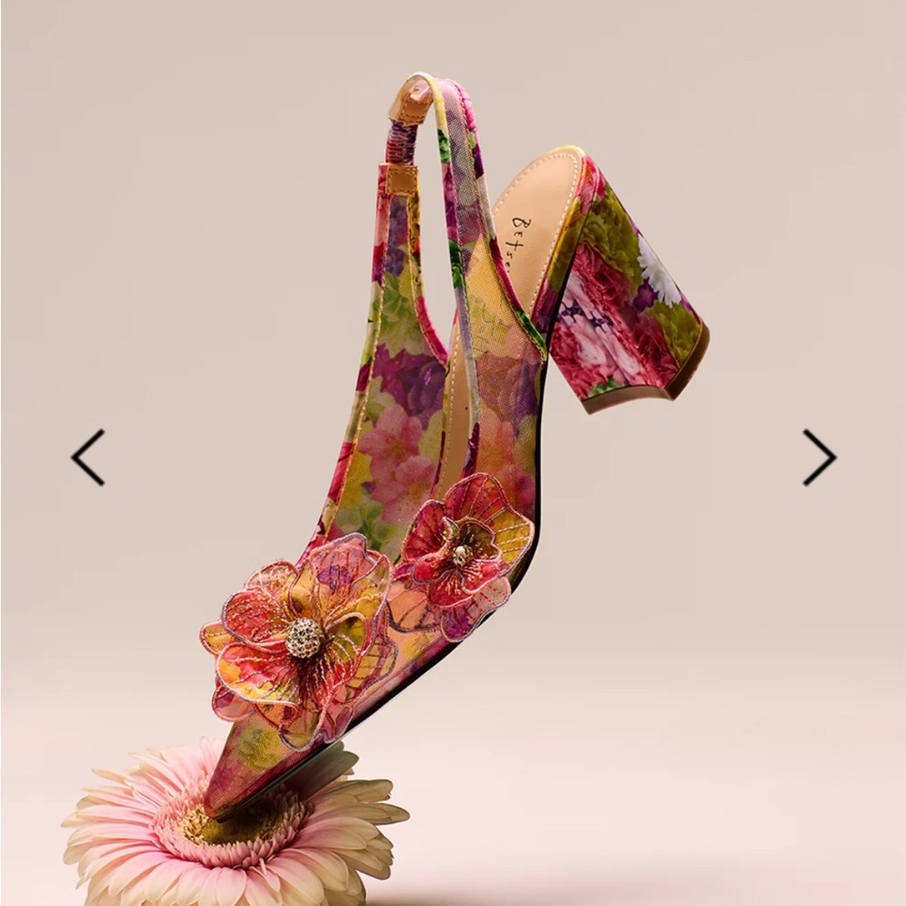 Betsey Johnson Multicolor Floral Slingback Heels